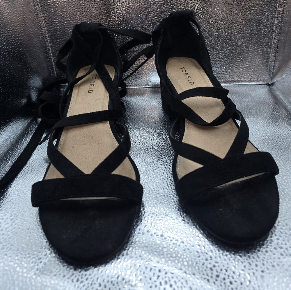 Torrid Ankle Wrap Block Heel Sandals Size 10 Wide… - image 1